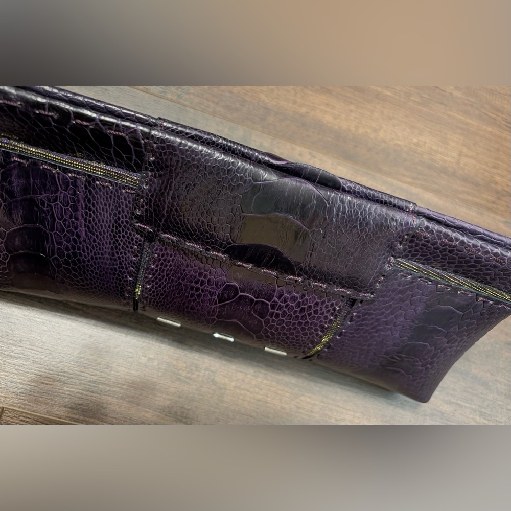 TRIO VBH Ostrich Purple Clutch, Handmade in Italy. Tags in bag!